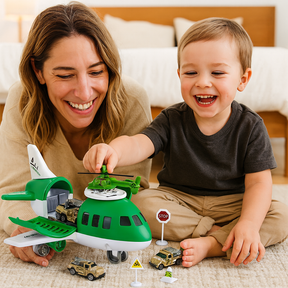 Conjunto de Brinquedo Avião e Veículos de Transporte para Crianças