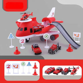 Conjunto de Brinquedo Avião e Veículos de Transporte para Crianças