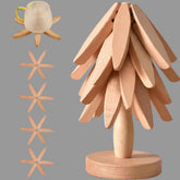 Kitchen Trivet Wooden Heat Resistant Folding Tree Design Set