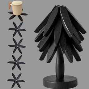 Kitchen Trivet Wooden Heat Resistant Folding Tree Design Set