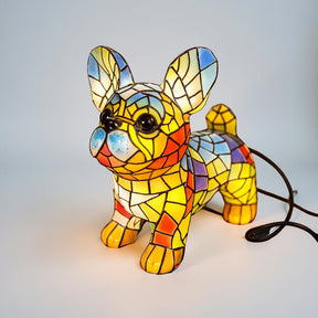 Luminária de Mesa em Vitral com Formato de Cachorro para Decoração