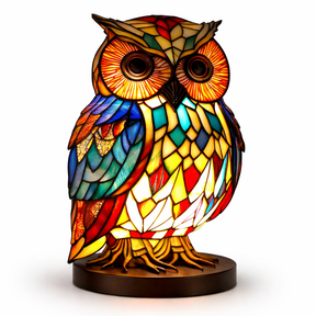 Table Lamp Animal LED Accent Light Stained Glass Style Decor