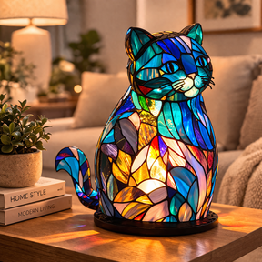 Table Lamp Animal LED Accent Light Stained Glass Style Decor