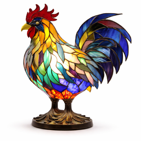 Table Lamp Animal LED Accent Light Stained Glass Style Decor