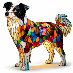 Table Lamp Colorful Stained Glass Dog LED Decorative Night Light