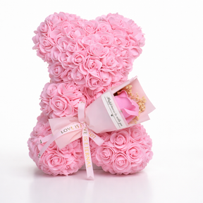 Decoração de Mesa Urso de Rosas Flor Artificial Presente de Dia dos Namorados