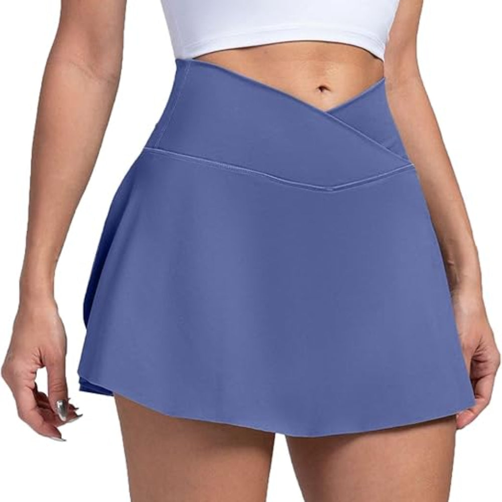 Saia Short Feminina de Pickleball com Cintura Alta e Bolsos para Tênis