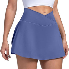 Saia Short Feminina de Pickleball com Cintura Alta e Bolsos para Tênis