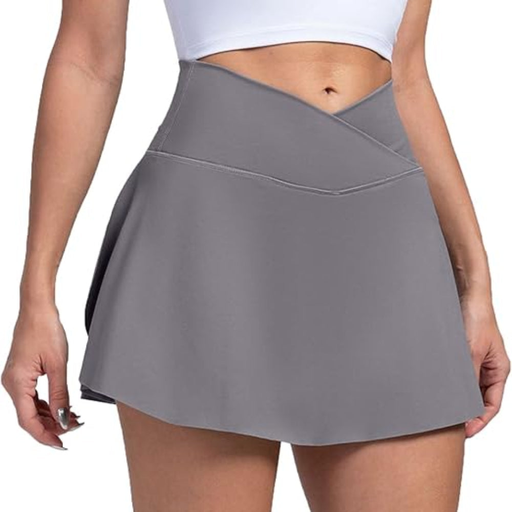 Saia Short Feminina de Pickleball com Cintura Alta e Bolsos para Tênis