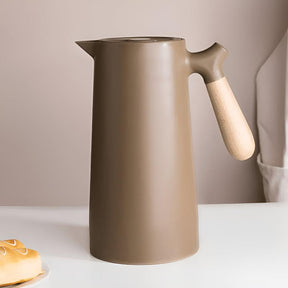 Garrafa Térmica com Alça de Madeira para Servir Bebidas