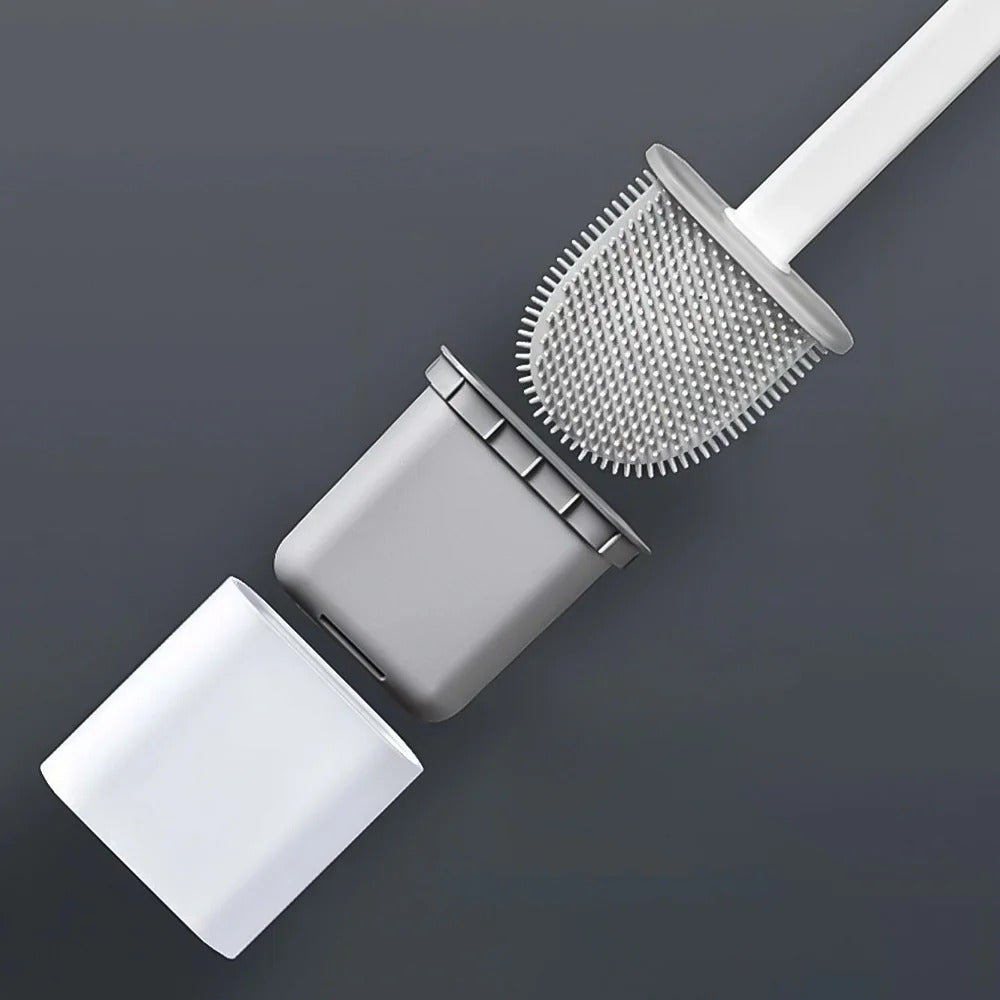 Escova Sanitária de Silicone para Banheiro com Suporte de Parede