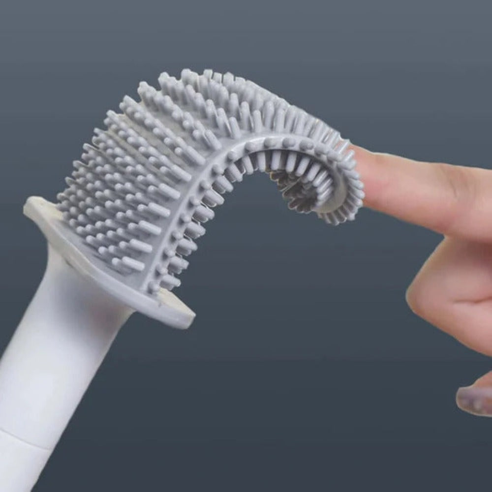 Escova Sanitária de Silicone para Banheiro com Suporte de Parede