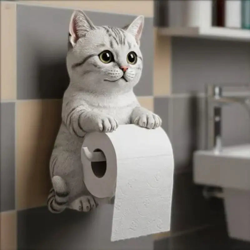 Cat Head Toilet Paper Holder – Decorative 3D Design & Bathroom Novelty Decor