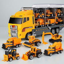 Conjunto de Veículos de Construção de Brinquedo, Kit de Caminhão Cegonha em Miniatura de Liga Metálica