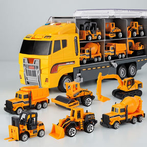 Conjunto de Veículos de Construção de Brinquedo, Kit de Caminhão Cegonha em Miniatura de Liga Metálica