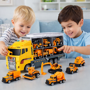 Conjunto de Veículos de Construção de Brinquedo, Kit de Caminhão Cegonha em Miniatura de Liga Metálica