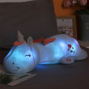 Unicórnio de Pelúcia com Luz LED Brinquedo Noturno Macio