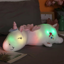 Unicórnio de Pelúcia com Luz LED Brinquedo Noturno Macio