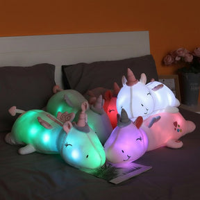 Unicórnio de Pelúcia com Luz LED Brinquedo Noturno Macio