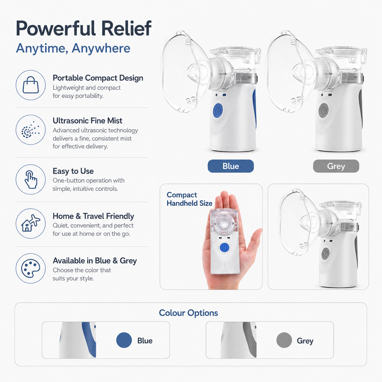 Nebulizador Ultrassônico de Design Compacto e Portátil