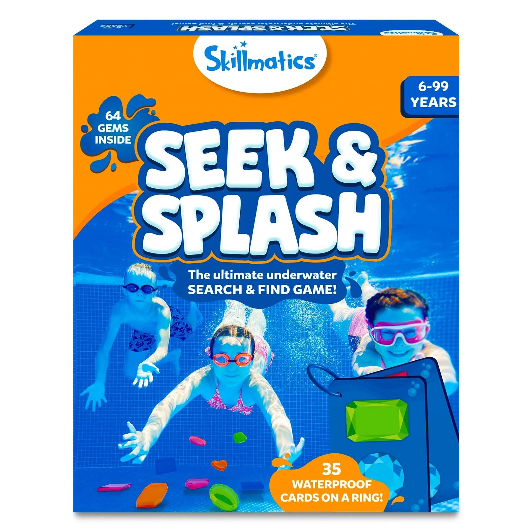 Jogo de Caça ao Tesouro Subaquático – Pedras Preciosas à Prova d'Água, Cartas e Diversão em Família