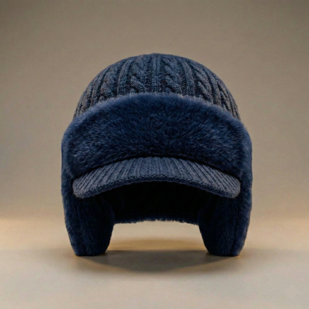 Gorro de Inverno com Protetor de Orelhas Tipo Trapper de Tricô para Frio e Atividades ao Ar Livre