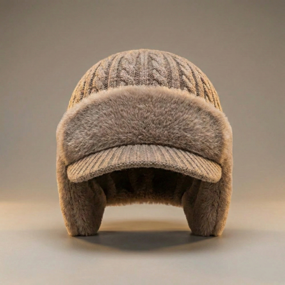 Gorro de Inverno com Protetor de Orelhas Tipo Trapper de Tricô para Frio e Atividades ao Ar Livre