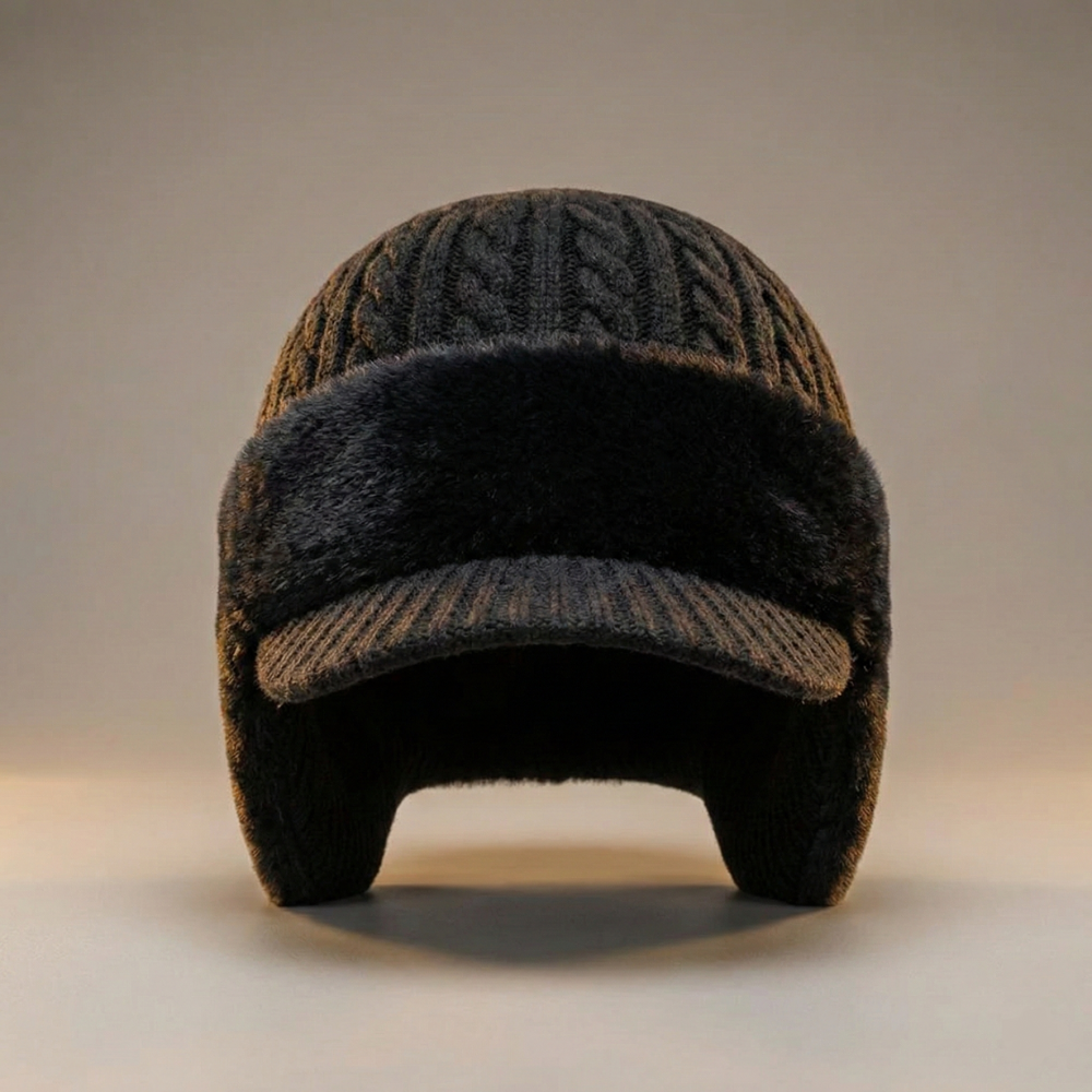 Gorro de Inverno com Protetor de Orelhas Tipo Trapper de Tricô para Frio e Atividades ao Ar Livre