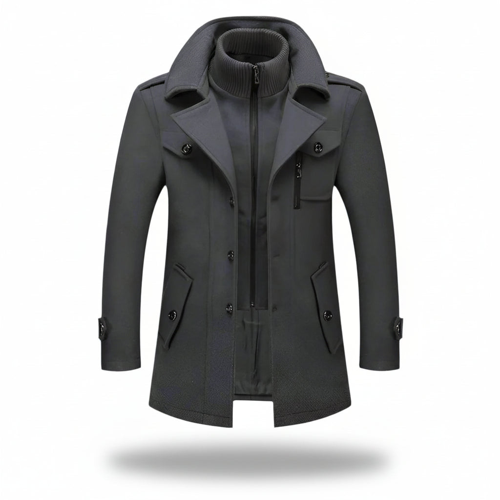 Sobretudo Masculino de Inverno em Lã com Forro Acolchoado