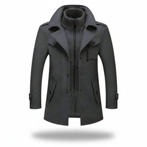 Sobretudo Masculino de Inverno em Lã com Forro Acolchoado
