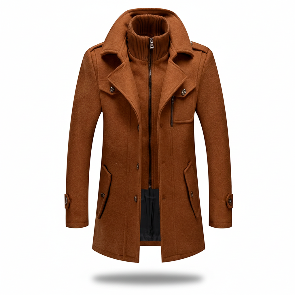 Sobretudo Masculino de Inverno em Lã com Forro Acolchoado