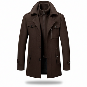 Sobretudo Masculino de Inverno em Lã com Forro Acolchoado