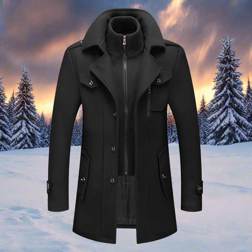 Sobretudo Masculino de Inverno em Lã com Forro Acolchoado