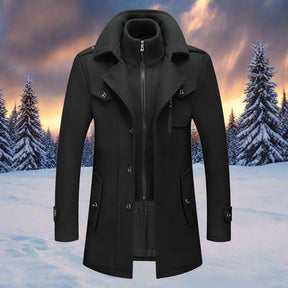 Sobretudo Masculino de Inverno em Lã com Forro Acolchoado