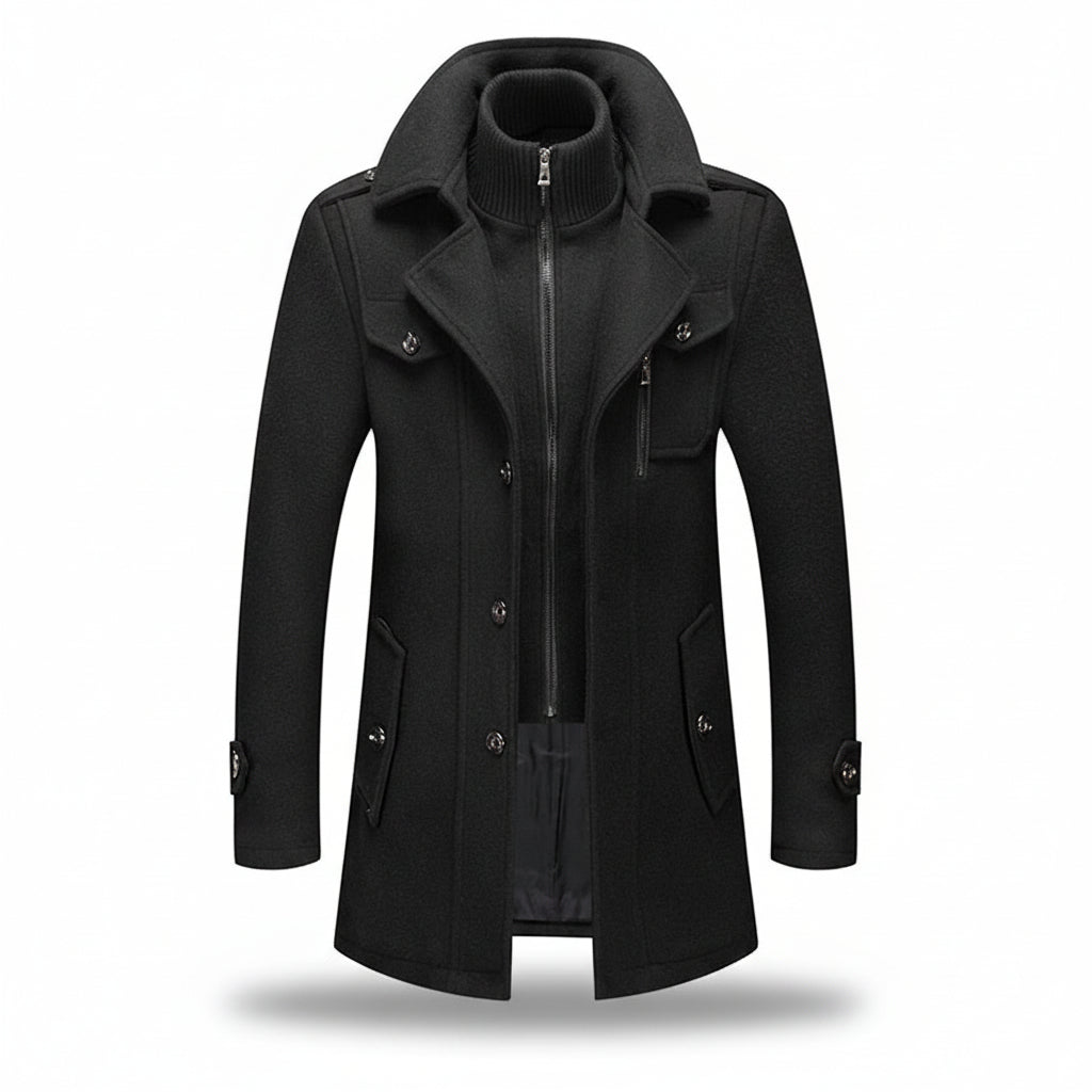 Sobretudo Masculino de Inverno em Lã com Forro Acolchoado