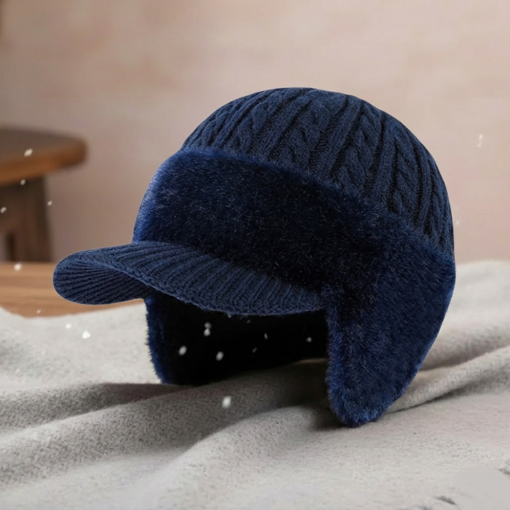 Gorro Trapper de Tricô com Protetor de Orelhas para Frio