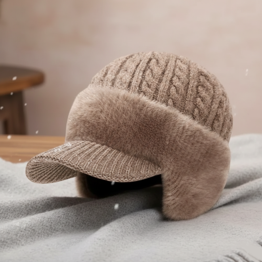 Gorro Trapper de Tricô com Protetor de Orelhas para Frio