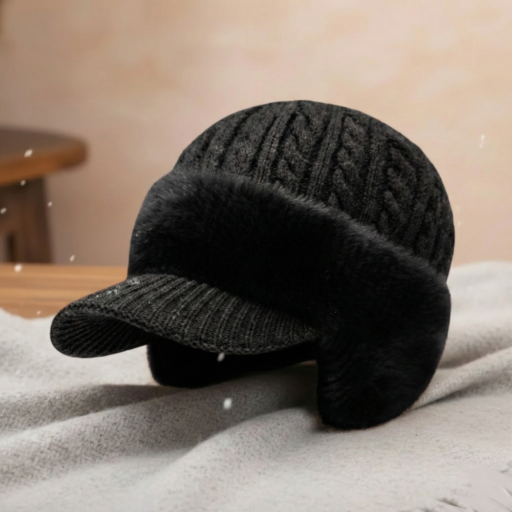 Gorro Trapper de Tricô com Protetor de Orelhas para Frio