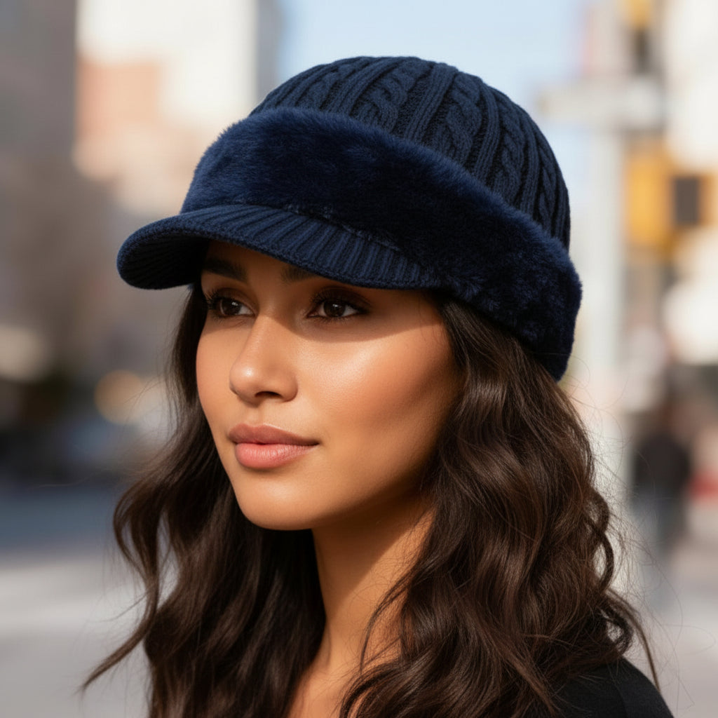 Gorro Trapper de Tricô com Protetor de Orelhas para Frio