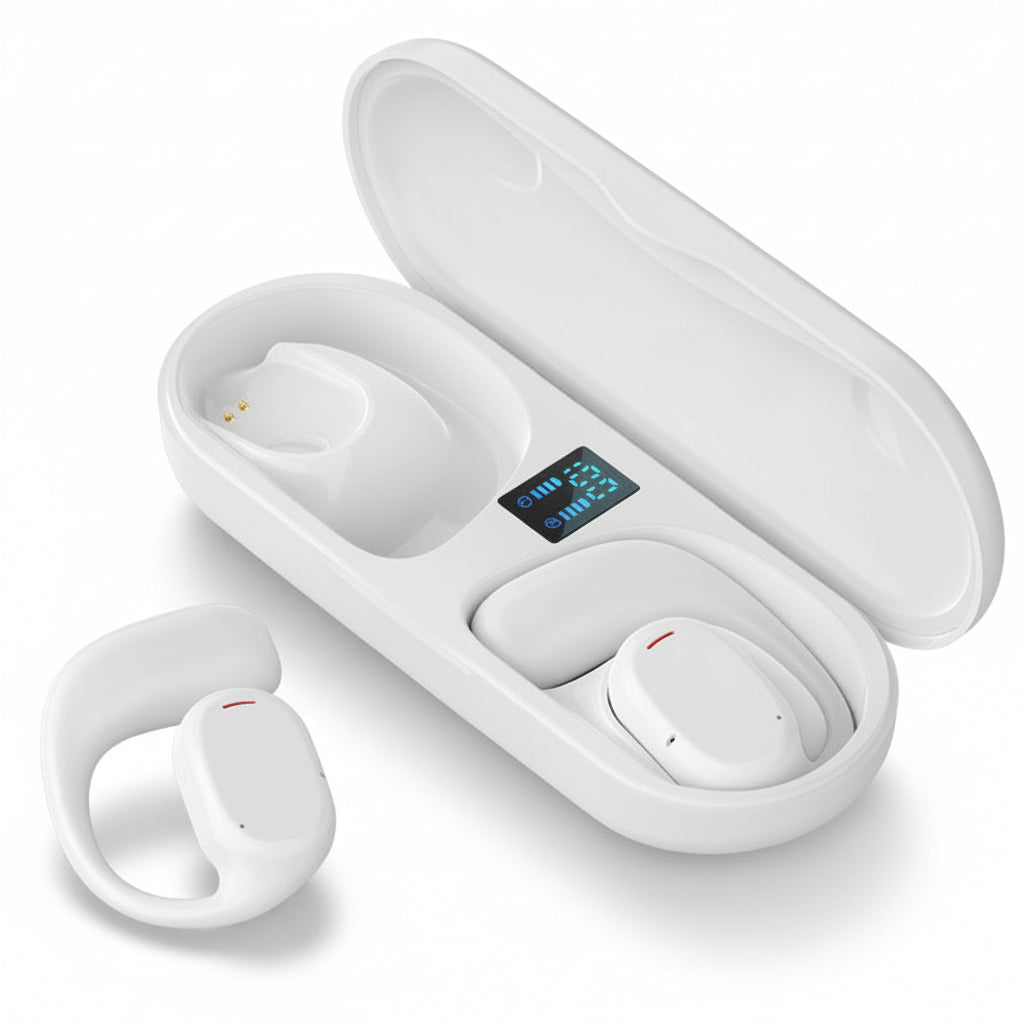 Fones de Ouvido Bluetooth Esportivos de Condução Óssea com Design Open Ear