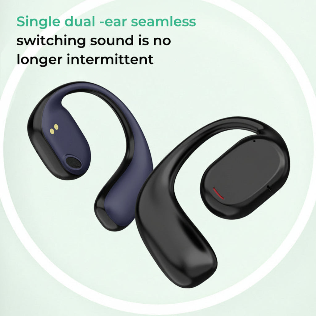 Fones de Ouvido Bluetooth Esportivos de Condução Óssea com Design Open Ear