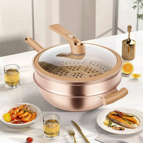 Wok Pan Nonstick Steamer Lid Steamer