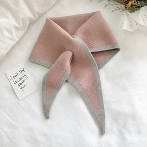 Scarf Retro Contrast Border Lightweight Soft Neck Wrap
