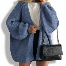 Cardigã Feminino Oversized Aberto com Mangas Bufantes