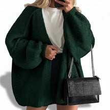 Cardigã Feminino Oversized Aberto com Mangas Bufantes