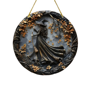 Wall Art Witch Folklore Wood Door Hanging Sign