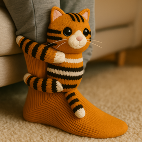 Meias de Animais 3D para Casa com Design Antiderrapante e Quente