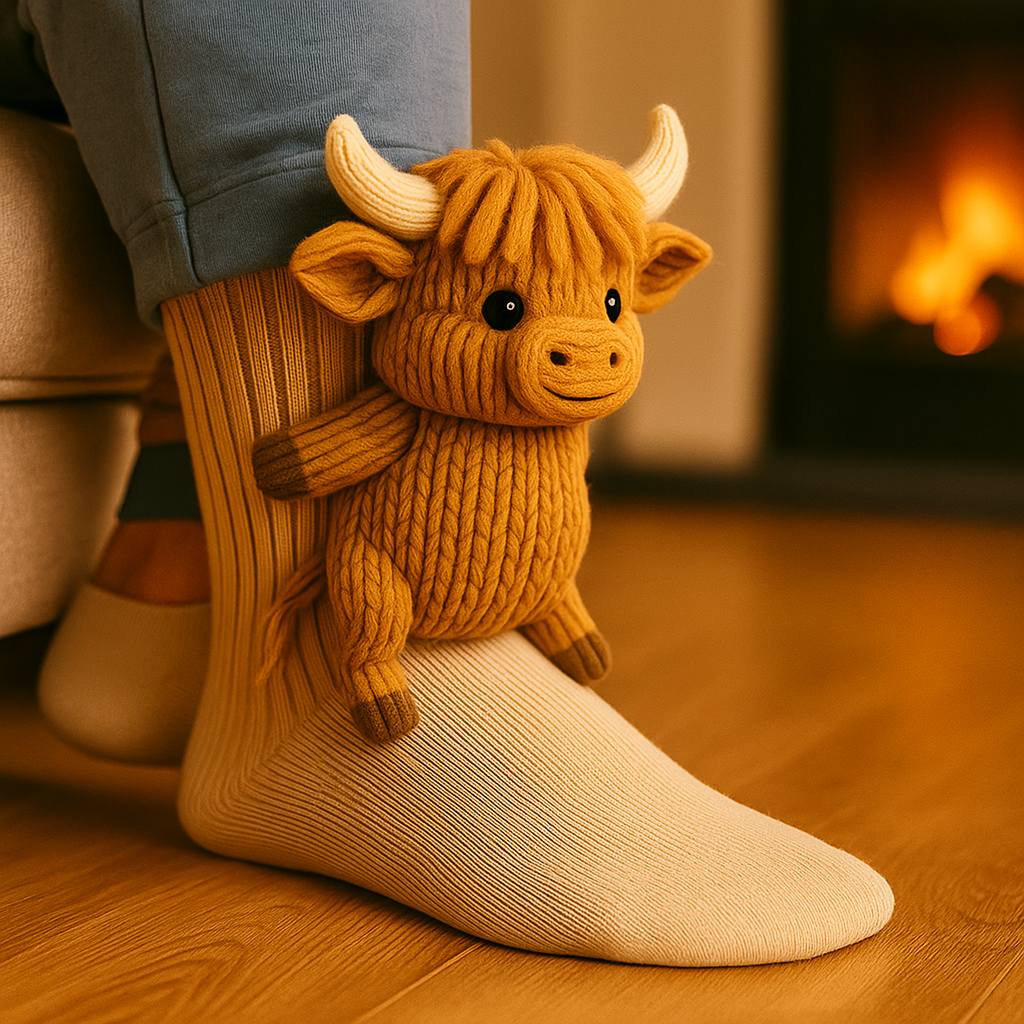 Meias de Animais 3D para Casa com Design Antiderrapante e Quente