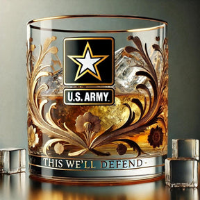 Copo de Whisky para Veteranos Militares com Gravação em Dourado