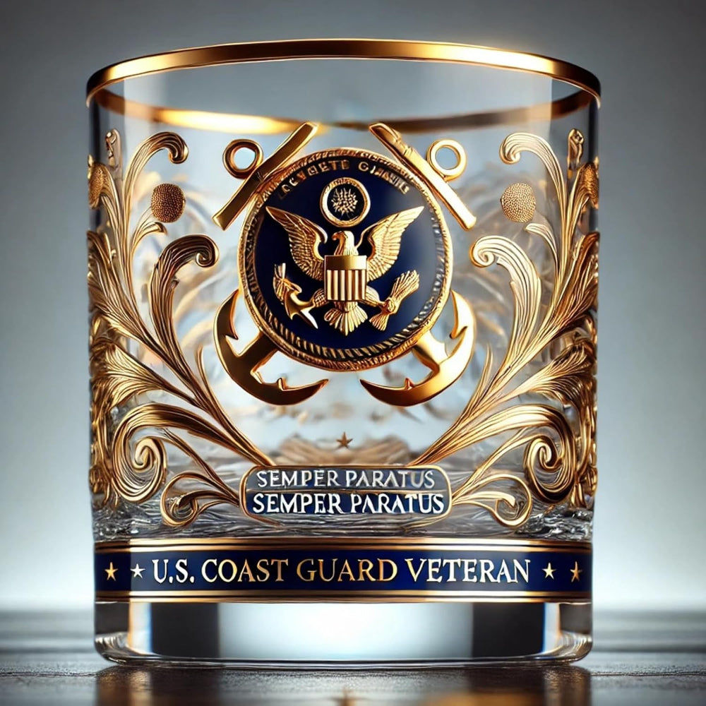Copo de Whisky para Veteranos Militares com Gravação em Dourado